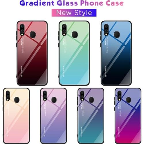 For Samsung Galaxy M20 M10 Case Hard Tempered Glass Fashion Gradient Protective Back Cover case For samsung m10 m20 shell