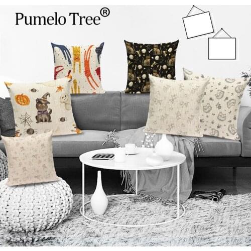 Thanksgiving Cat Cushion Cover Ghost Pumpkin Home Sofa Throw Pillow Case Animal Cushion Cover Customizable Decoration Pillowcase
