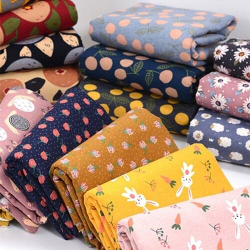 Half Meter Babys Flannel Fabric Cartoon Flower Print 100% Cotton Brushed Flannel Tissue For Garment Shirt Pajamas T1076