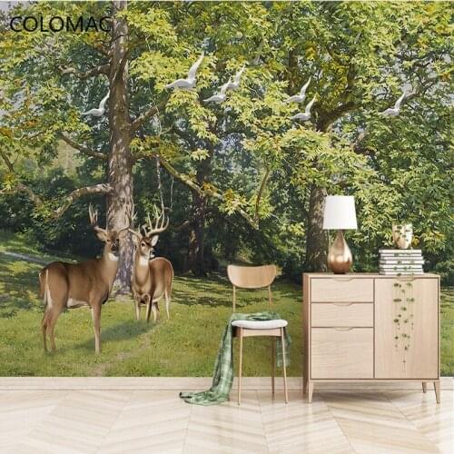 Colomac Custom Hand-painted Forest Bedroom Living Room Background Large Wallpaper Nature Mural Decor for Walls Drop Shopping