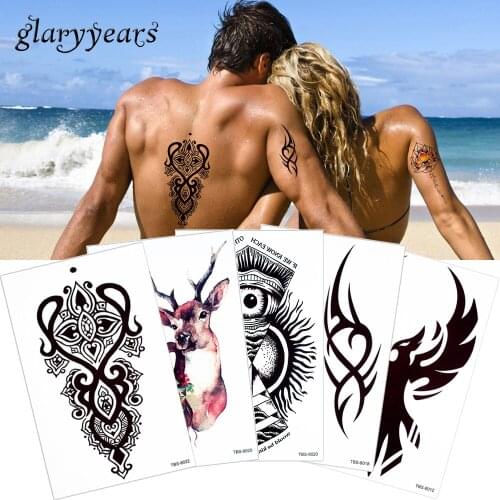 Glaryyears 6 Pieces/lot Black Color Body Tattoo Fake Dreamcatcher Totem Art Pattern Temporary Waterproof Cool Tattoo Sticker New