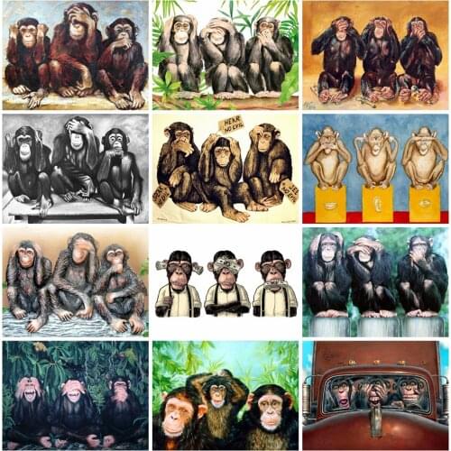 Huacan 5d Diamond Painting New Arrivals Monkey Mosaic Animal Handmade Gift Embroidery Gorilla Decoration Home
