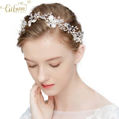 Dainty Beaded Hand Wired Wedding Wreath Headband Tiaras Leaf Hair Vine Bridal Attire Lace Gown Hair Accessories