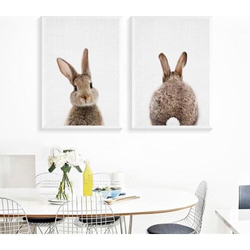 Nordic Cute Rabbit Koala Canvas Painting Wall Art Animal Posters and Prints Modern Home Decor Pictures for Living Room