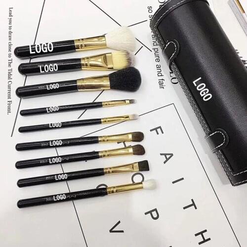 Makeup Brush 9psc Animal Hair Makeup Beauty Tool Drum Set Gift Makeup Canisters Wool Fiber Mink Hair Highlighter Brush Eyeliner