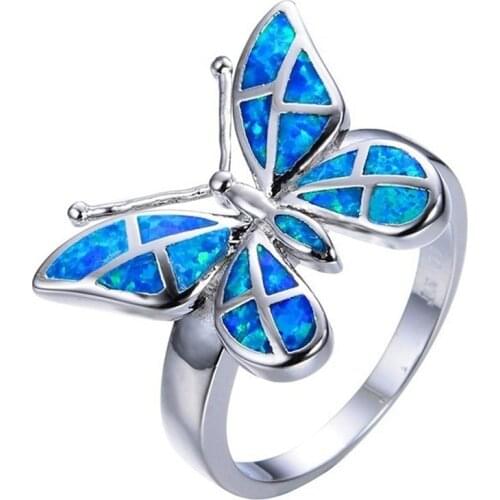 New Design Fire Opal Butterfly Rings 2021 Trend For Women Jewelry Ring For Girl anillos de mujer bague femme pierscionki damski