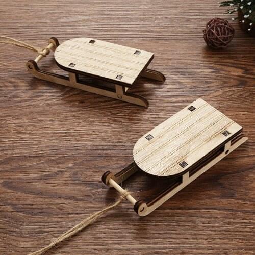 Creative Practical Xmas Sled Mini Sleighs Sleighs For Hanging Decoration Christmas Wooden Mini Sleighs Tabletop Sleighs