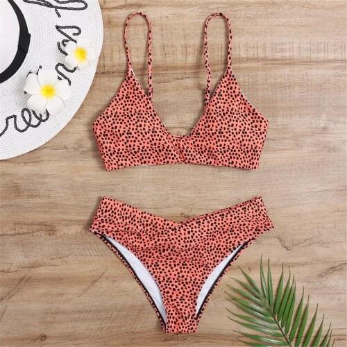 Women Bikini Set Push Up Swimsuit Beachwear Padded Leopard Dots Print Swimwear 2021 Swimming Suit For Lady maio feminino praia