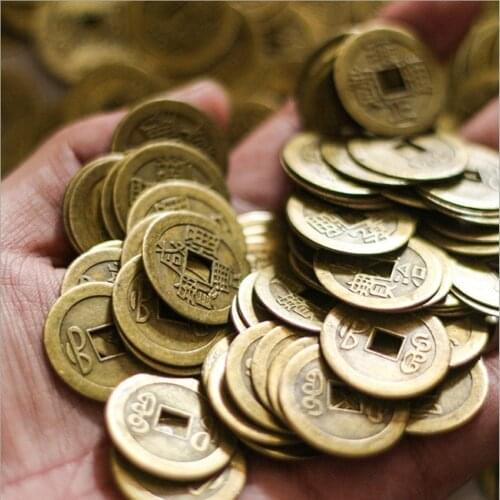 100pcs Brass Lucky Ancient Chinese Fortune Coins Feng Shui Antique Qing Dynasty Coin Car Home Hanging Decor