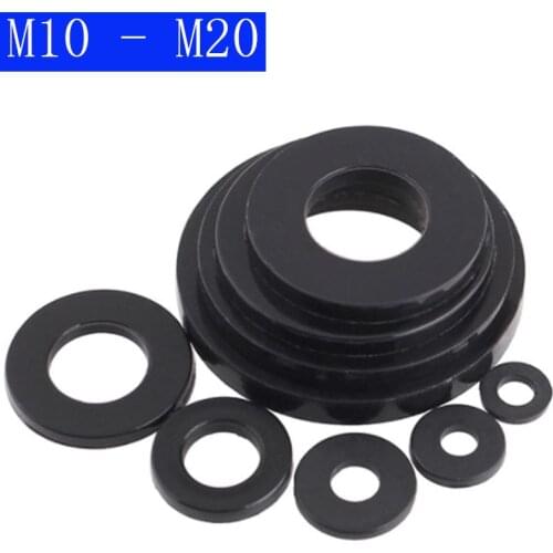 M10 M12 M14 M16 M18 M20 Black Nylon Plastic Flat Washers Fit Metric Bolts Screws DIN125
