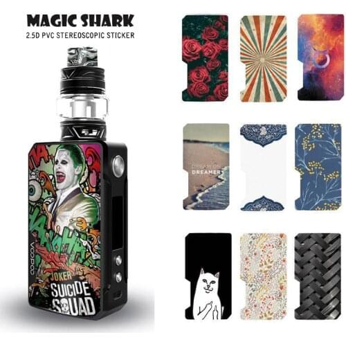 Magic Shark Flower Painting Crystal Wolf PVC Joker Leaf Skull Graffiti Matte Case Sticker Film Skin for Voopoo Drag 2 Drag II