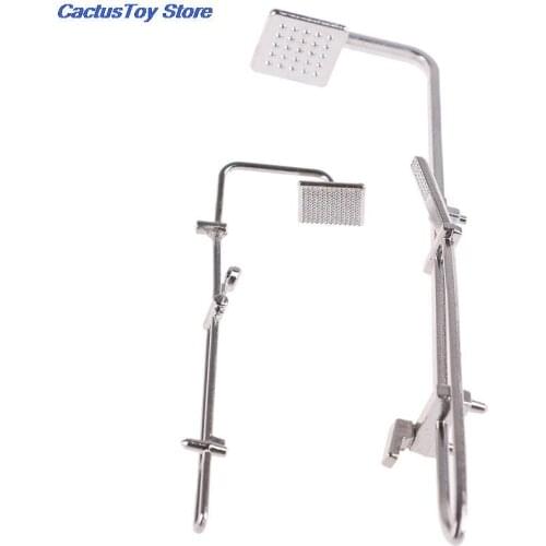 Dollhouse Miniature Alloy Bathroom Bath Shower Mini Bathroom Bath Shower Model Pretend Toy for Doll Accessories