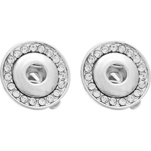 Fashion The Bloomer Snap Buttons Earrings With Rhinestones Earring Fit 12mm Button Copper Metal DIY Jewelry