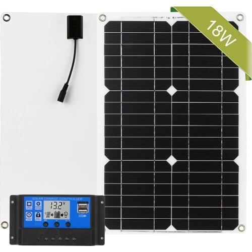 180W 12V Solar Panel Dual USB Port Off Grid Monocrystalline Module with Solar Charge Controller Solar Battery Outdoor Car Use