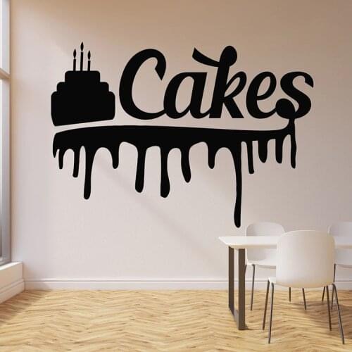 Cakes Wall Decal Pastry Shop Kitchen Dining Room Interior Decor Sweet Dessert Cream Door Window Vinyl Stickers Wallpaper E630