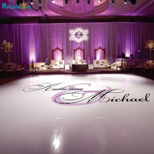 Wedding Floor Stickers Custom Name & Color Party Dancing Floor Decal Personalized Bride Groom Name Floor Sticker ZA108A