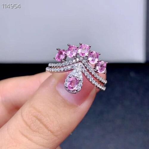 Natural Sri Lanka Ceylon Pink Sapphire Ring Fine Jewelry 3x4mm