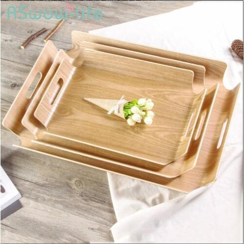 Household Storage Solid Wood Tray Portable Rectangular Storage Tray Baking Bread Trays Food Trays For Kitchen Supplies