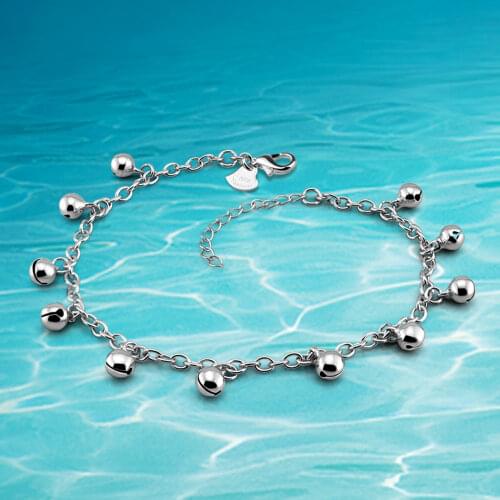 Lady 925 sterling silver anklets casual the bell design Silver chains girl Summer popular silver jewelry Solid silver anklets