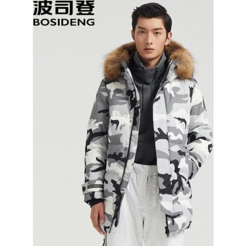 BOSIDENG 90%Down Jackets Men Winter Jacket Men Fashion Thick Warm Man Waterproof Natural fur Camouflage B00142311
