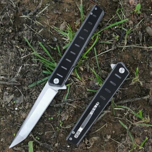 D2 Steel Folding Knife,G10Handle Outdoor Sports PORTABLE KNIFE,Tactical Pocket Knife Peeler Fruit Knife Collection Entertainment