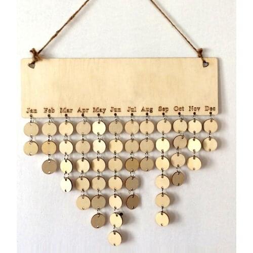 Hanging Wooden Birthday Calendar Board Wedding Anniversary Memorandum Blank Plaque Crafts DIY Hanging Home New Year Decoration