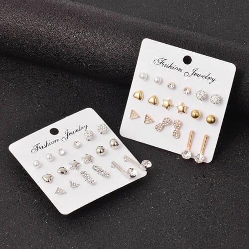 YADA Luxury Geometric Stars&Heart Shape Earring Set For Women Crystal Statement Earring Charm Jewelry Metal Earrings ER200202