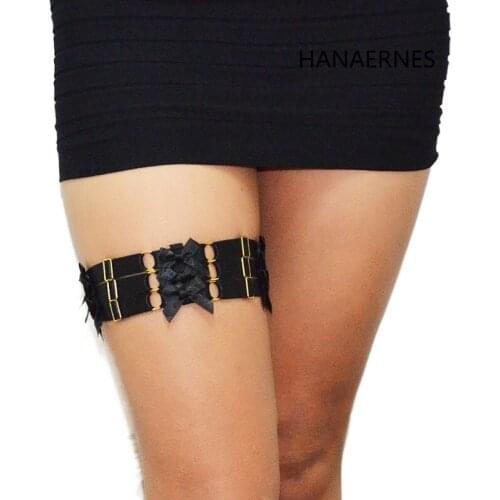 Women Black Strappy Leg Garter Belt Waist Suspender Caged Punk Gothic Plus Size Elastic Dance Cosplay Rave Clothing Body Harness