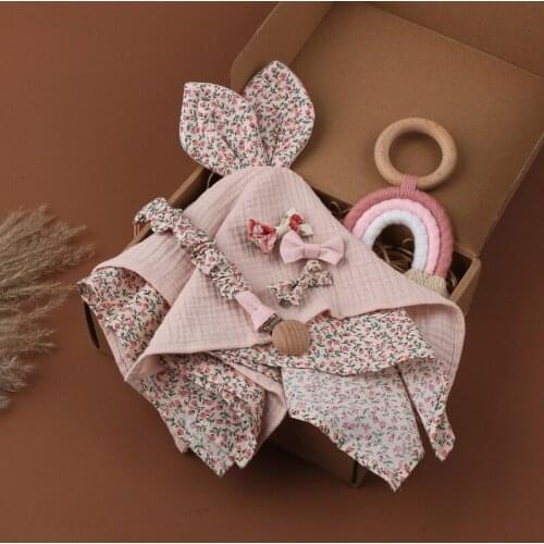 1 Set Baby Rainbow Teether Kids Pacifier Dummy Clips Girls Hairpin Appease Towel 97BC