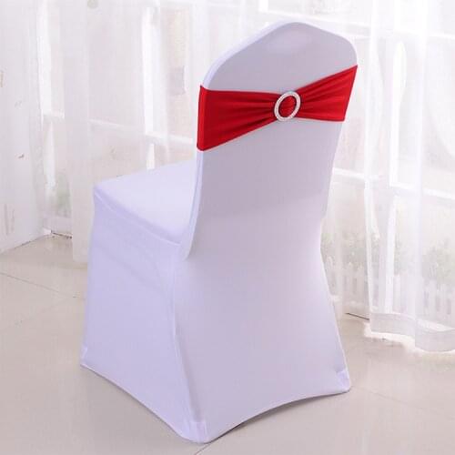 100pc/Lot Stretch Wedding Decorations Chair Cover Band With Buckle Slider Wine red/Gold/Silver grey/Purple Chair Sashes Bow Belt