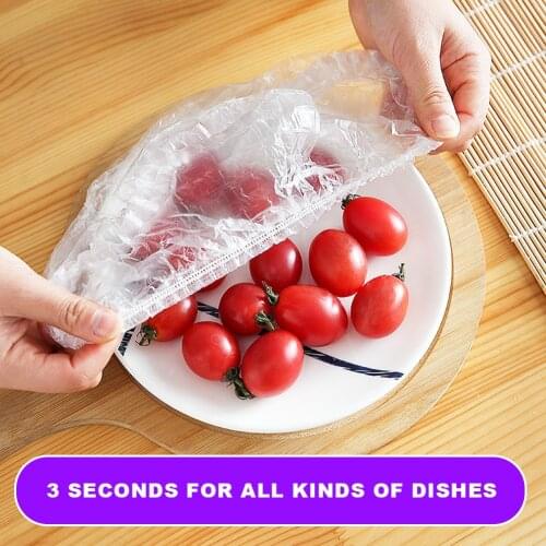 100pcs Cling Film Thick Food Grade Disposable Packaging Cling Film Kitchen Refrigerator Transparent Fruit Elastic Cling Film Bag
