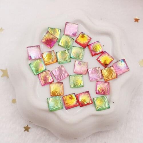 200pcs Mix AB Resin Shiny 6mm Mini Shell Square Gem Flatback Rhinestone Applique DIY Wedding Scrapbook Ornament Craft F599