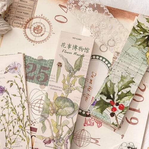 30 Pcs/Set Retro Flower Museum Series Paper Bookmark INS Style Book Holder Page Markers Gift Stationery