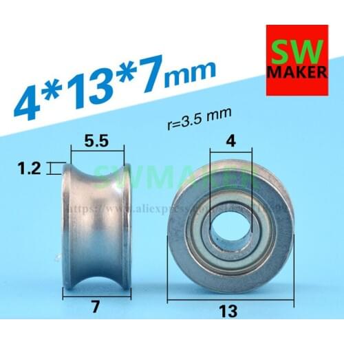 4*13*7mm bearing wheel, U groove, groove, 604UU pulley, roller, 604zz steel wheel, wheel mute