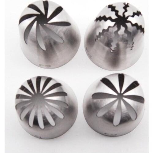 4pcs/Set Large Cake Cream Nozzles Icing Piping Nozzles Pastry Tools Stainless Steel Cupcake Russian Pastry Cream Tips Bakeware