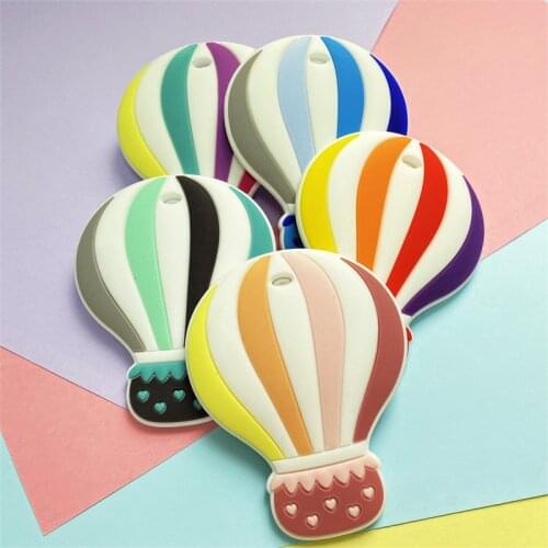 5/10 pcs Silicone Hot Air Balloon Teething Bead Food Grade Pendant DIY Pacifier Chain Bead Baby Sensory Care Gift