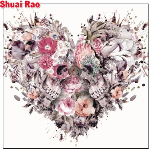 Diamond embroidery flower skull 3d diamond painting full square/round drill 5 d diy mosaic diamond lover wall decor gift