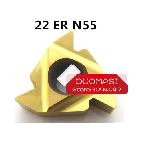 Free shipping 10pcs 22ER N 55 Threaded Inserts Indexable Tungsten Carbide Threading Lathe Inserts for Threaded Lathe Holder