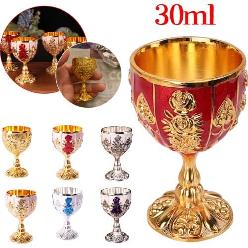 Metal Wine Glasses Retro Dinnerware Goblet Vintage European Style Spirit Vodka Champagne Cocktail Glasses for Bar HomeDecor 30ML
