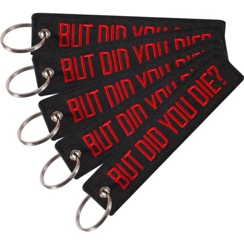 5 PCS Embroidery Keychain Black with Red Letter Funny Word Key Chain Holder for Cars and Motorcycles Key Fob Keychains Jewelry