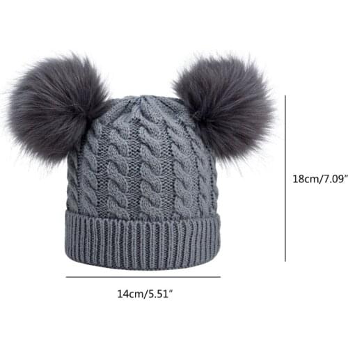 J60B Children Hat Toddler Kids Baby Warm Winter Knit Beanie Baby Boys Girls Fur Pom Pom Hat