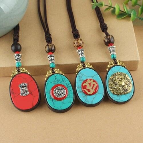 National Style Black Sandalwood Imitation Pine Stone Long Necklaces Buddha Brand High Grade Sweater Chain Exotic Accessories