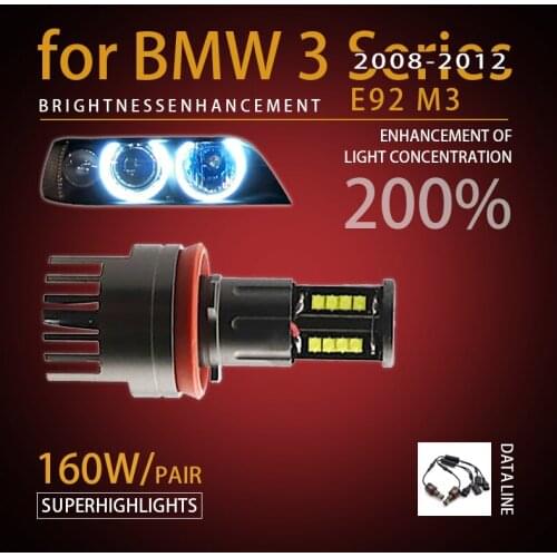 For Angel Eyes 120W H8 Super White 6000k Halo Ring LED Light for BMW 2008-2012 3 Series E92 M3 Super Bright