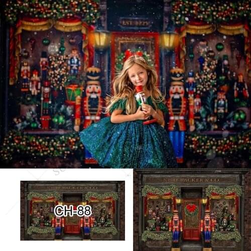 Christmas Toy Store Photography Backdrops Merry Christmas Wreath Wooden Door Background Photo Studio Photophone Photozone Decor