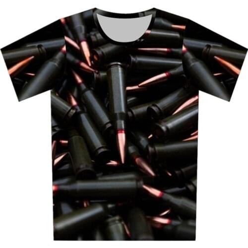 Joyonly 2018 Summer Children Print Black Bullet T-shirt Boys/Girls Short Sleeve Punk Style Cool Streetwear Tops Tees T shirt