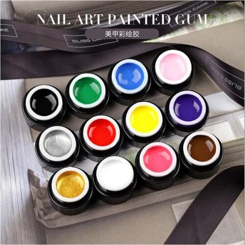 Nail Art Paint Glue 12 Colors Nail Drawing Glue Beginners Practice Drawing Flower Removable Phototherapy Glue Nail Decoration
