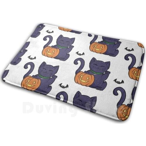 Halloween Luck Mat Rug Carpet Anti-Slip Floor Mats Bedroom Maneki Neko Neko Cat Luck Cat Lucky Lucky Cat Halloween Pumpkin Bats