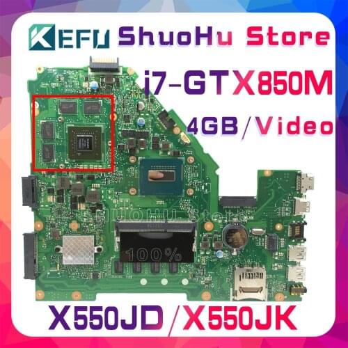 KEFU FX50J For ASUS X550JD X550JK FX50J A550J X550J W50J X550JX K550J I7 Laptop Motherboard Tested 100% work original Mainboard
