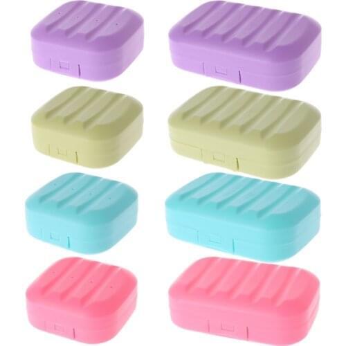 Mini Bathroom Dish Plate Case Home Shower Travel Hiking Holder Container Soap Box Portable Candy Color Soap Box Dispenser Cute