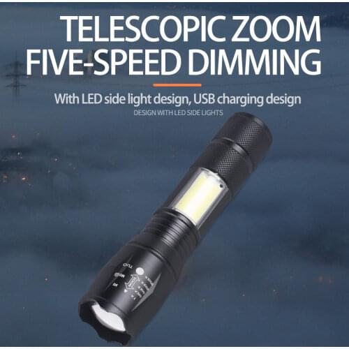 Mini Outdoor Super Bright Long Shot Glare Flashlight Rechargeable Portable Telescopic Zoom COB Auto Repair Light